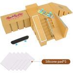 Abree Mini Fingerskateboard-Park Kit mit 5 unabhängige Anbauteile und 2 Fingerboards (Gelb)