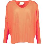 Reduzierte Orange V-Ausschnitt Kaschmir-Pullover aus Wolle für Damen Größe L 