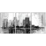 Pixxprint Bildersets mit Skyline-Motiv aus Metall 40x60 3-teilig 