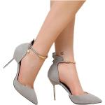 Graue High Heels & Stiletto-Pumps mit Riemchen atmungsaktiv für Damen Größe 36 für den für den Sommer 
