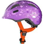 ABUS Kinderhelm Smiley 2.0 - Robuster Fahrradhelm für Mädchen und Jungs - Lila mit Eulenmuster, Größe M