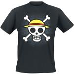 Schwarze One Piece T-Shirts mit Totenkopfmotiv für Herren Größe L 