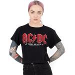 Reduzierte Schwarze Kurzärmelige AC/DC Damenfanshirts Größe M für Festivals 