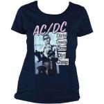 Blaue Vintage Langärmelige AC/DC Damenbandshirts Größe XS 