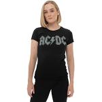 Reduzierte Schwarze Kurzärmelige AC/DC Damenfanshirts Größe M 