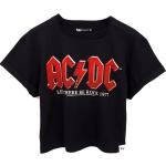 Schwarze Kurzärmelige AC/DC Damenfanshirts aus Baumwolle Größe M 