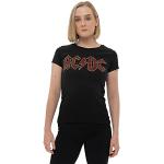 Reduzierte Schwarze Kurzärmelige AC/DC Rundhals-Ausschnitt Damenfanshirts Größe M 