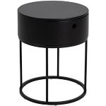 AC Design Furniture Apollon runder Nachttisch mit 1 Schublade, Schwarz, Metall und Holz, Ø: 40 H: 51 cm, 1 Einheit
