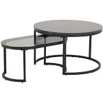 Reduzierte Schwarze Moderne AC Design Furniture Runde Runde Glastische aus Glas Breite 50-100cm, Höhe 0-50cm, Tiefe 0-50cm 2-teilig 
