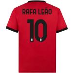 AC Milan Unisex Kinder Heimtrikot Replik Stadion, Saison 2023/24, personalisierbar, Rafa Leao #10 T-Shirt, ROT SCHWARZ, 12 Jahre