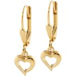Goldene Motiv Ohrhänger mit Herz-Motiv Glänzende aus Gold 9 Karat für Kinder 