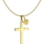 Goldene Kreuzketten mit Herz-Motiv aus Gold 9 Karat für Damen 