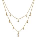 Goldene Zweireihige Halsketten & Mehrlagige Halsketten aus Gold 9 Karat mit Zirkonia für Damen 