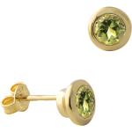 Grüne Runde Peridot  Ohrringe aus Gold 9 Karat mit Peridot für Damen 