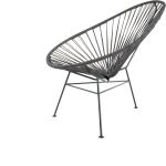 AcapulcoDesign - Acapulco Chair Leder Schwarz - schwarz, unregelmäßig, Leder,Metall - 70x90x95 cm - Black leather / black frame (402)