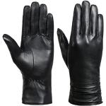 Schwarze Elegante Gefütterte Handschuhe aus Lammfell für Damen Größe XL für den für den Winter 