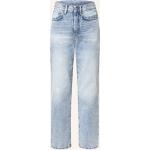 Hellblaue Acne Studios Nachhaltige Slim Fit Jeans aus Baumwolle für Damen Größe S 