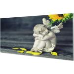 Moderne Ruhende Engel mit Sonnenblumenmotiv aus Acrylglas 50x100 
