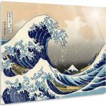 Reduzierte Blaue Hokusai Acrylbilder 