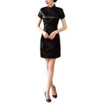 Schwarze Kurzärmelige Mini Kurze Abendkleider aus Brokat Handwäsche für Damen Größe XS für Partys 