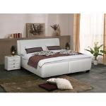 Weiße ADA Premium Betten mit Matratze aus Leder mit Stauraum 160x200 
