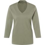 Grüne 3/4-ärmelige Adagio V-Ausschnitt V-Shirts aus Baumwolle für Damen Größe M 