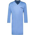 Hellblaue Unifarbene Langärmelige Adamo Herrennachthemden aus Baumwolle Größe 5 XL 