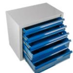 ADB Schubladenschrank 24775, für Werkstatt, Werkzeugschrank aus Metall, blau, 5 Schübe