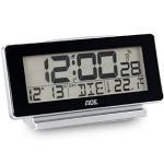ADE CK1703-2 Funk-Wecker digital, Funkuhr weiß, Tischuhr, Wecker batteriebetrieben, Display-Beleuchtung, Temperatur-Anzeige, Thermometer, Kalender mit Wochentag, Badezimmer-Uhr