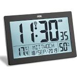 ADE Digitale Funkuhr mit großem XL-Display | Kalender | mit Temperaturanzeige & Hygrometer | Wanduhr | Funkwecker mit 2 Weckzeiten und Schlummerfunktion | schwarz