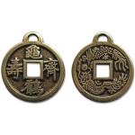 Adelia's Amulett »Alte Symbole Talisman«, Chinesische Glücksmünze - Für Reichtum, Vermögen, Erfolg, braun