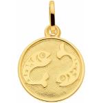 Goldene Runde Fische-Anhänger mit Sternzeichen-Motiv aus Gold für Damen 