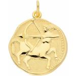 Goldene Runde Schütze-Anhänger mit Sternzeichen-Motiv aus Gold für Damen 