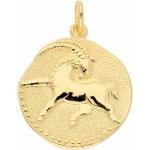 Goldene Runde Steinbock-Anhänger mit Sternzeichen-Motiv aus Gold für Damen 