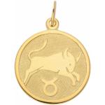 Goldene Runde Stier-Anhänger mit Sternzeichen-Motiv aus Gold für Damen 