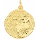 Goldene Runde Waage-Anhänger mit Sternzeichen-Motiv aus Gold für Damen 