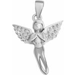 Silberne Engel Anhänger mit Zirkonia für Damen 