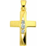 Goldene Adelia's Kreuzanhänger aus Gold mit Zirkonia für Damen 