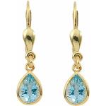 Blaue Ohrhänger aus Gold mit Aquamarin für Damen 