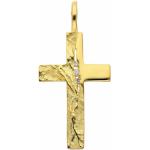 Adelia's Kettenanhänger »333 Gold Kreuz Anhänger mit Zirkonia«, goldfarben