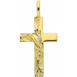 Goldene Kreuzanhänger aus Gold mit Zirkonia für Herren 