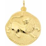 Goldene Runde Löwe-Anhänger mit Löwen-Motiv aus Gold für Herren 