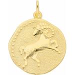 Goldene Runde Widder-Anhänger mit Sternzeichen-Motiv aus Gold für Damen 