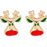 Bunte Strass Ohrringe mit Weihnachts-Motiv aus Zink mit Strass für Damen zu Weihnachten 
