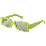 Reduzierte Hellgrüne Rechteckige Retro Sonnenbrillen für Damen 