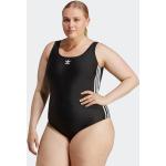 Schwarze adidas Adicolor Badeanzüge mit hohem Beinausschnitt für Damen Große Größen 