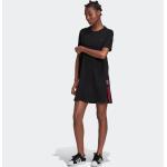 Reduzierte Schwarze adidas Adicolor Shirtkleider aus Baumwolle für Damen Größe XS 