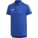 Blaue Kurzärmelige adidas Condivo Kurzarm-Poloshirts mit Knopf für Herren 