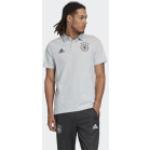 Hellgraue Kurzärmelige adidas DFB DFB - Deutscher Fußball-Bund Stehkragen Kurzarm-Poloshirts mit Knopf Größe S 
