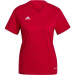 Reduzierte Rote Kurzärmelige adidas Performance V-Ausschnitt T-Shirts aus Jersey für Damen Größe XL 